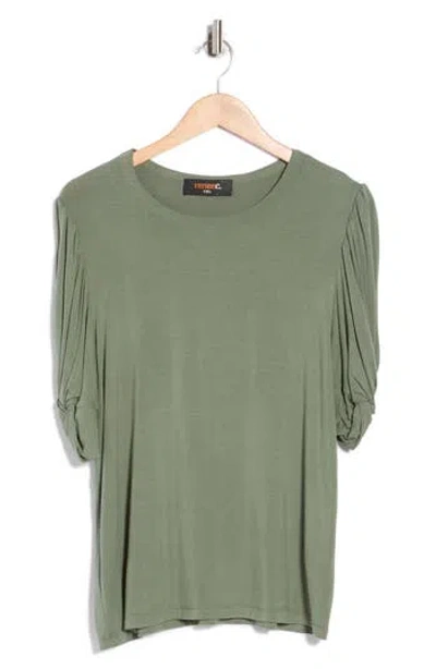 Renee C Ruched Sleeve Top In Gray