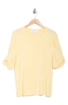 Renee C Ruched Sleeve Top In Neutral