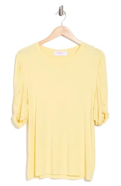 Renee C Ruched Sleeve Top In Yellow
