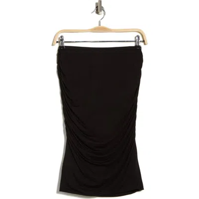 Renee C Ruched Stretch Modal Midi Skirt In Black