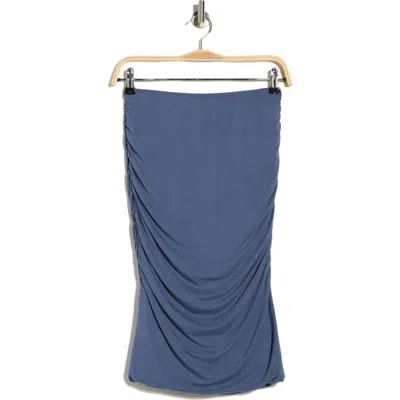 Renee C Ruched Stretch Modal Midi Skirt In Blue