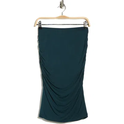 Renee C Ruched Stretch Modal Midi Skirt In Green