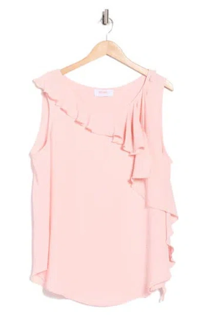 Renee C Ruffle Front Sleeveless Top In Pink
