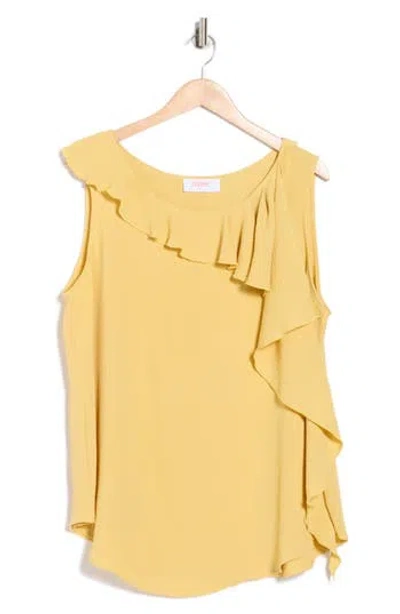 Renee C Ruffle Front Sleeveless Top In Yellow