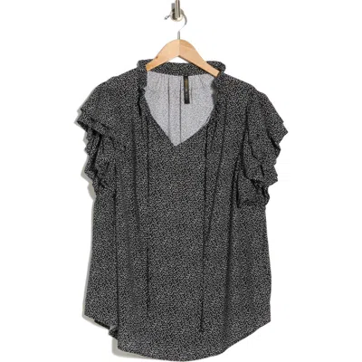 Renee C Ruffle Sleeve Top In Black