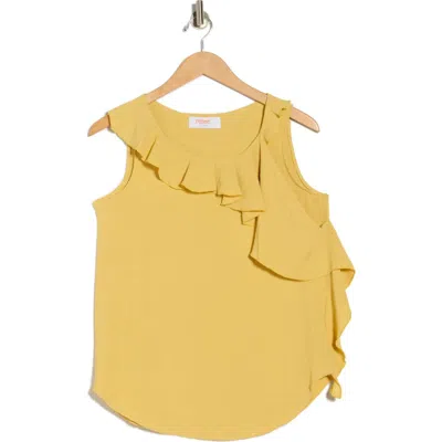 Renee C Ruffle Sleeveless Top In Yellow