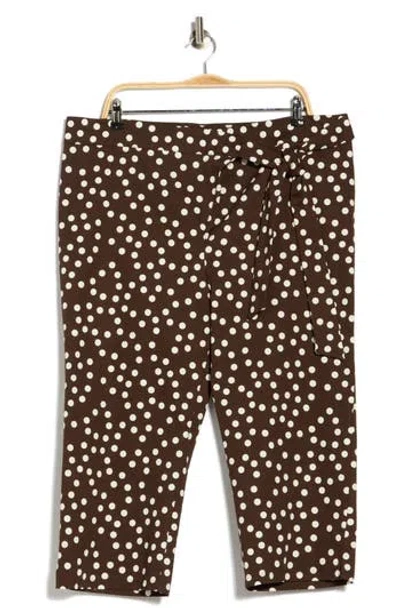 Renee C Sash Waist Capri Pants In Brown