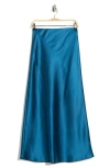 Renee C Satin A-line Skirt In Blue