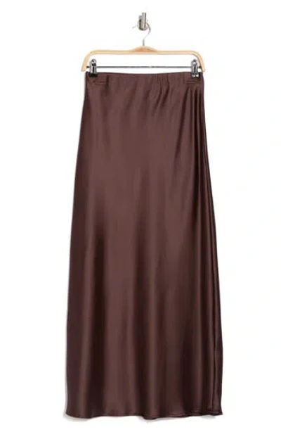 Renee C Satin A-line Skirt In Brown