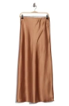 Renee C Satin A-line Skirt In Brown