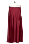 Renee C Satin A-line Skirt In Burgundy
