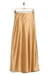 Renee C Satin A-line Skirt In Brown