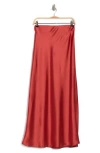 Renee C Satin A-line Skirt In Rust