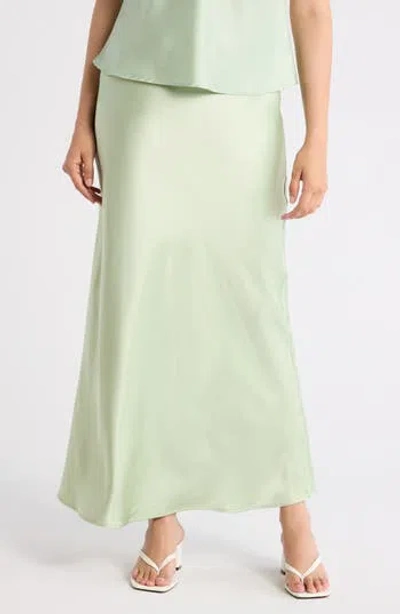 Renee C Satin A-line Skirt In Green