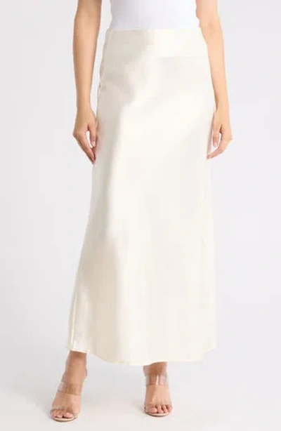 Renee C Satin A-line Skirt In Neutral