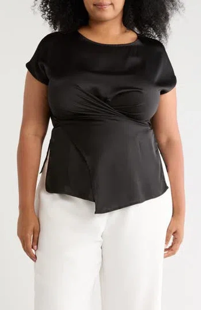 Renee C Satin Crossover Front Top In Black