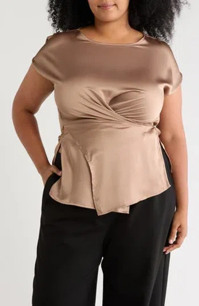 Renee C Satin Crossover Front Top In Multi