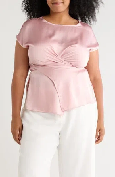 Renee C Satin Crossover Front Top In Pink