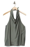 Renee C Satin Halter Top In Green