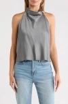 Renee C Satin Halter Top In Gray