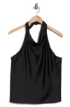 Renee C Satin Halter Top In Black