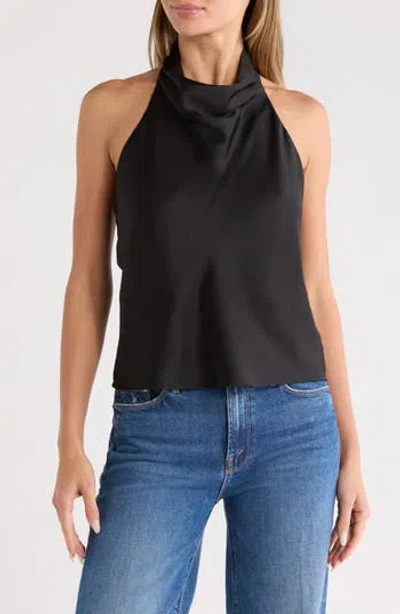 Renee C Satin Halter Top In Black