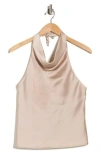 Renee C Satin Halter Top In Neutral