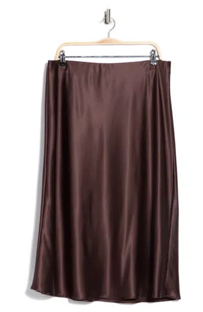 Renee C Satin Midi Skirt In Brown