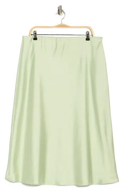 Renee C Satin Midi Skirt In Green