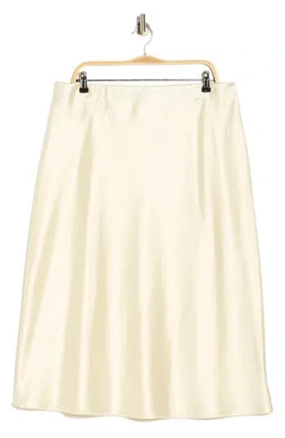 Renee C Satin Midi Skirt In White