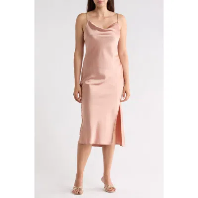 Renee C Satin Midi Slipdress In Pink