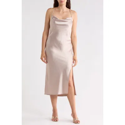 Renee C Satin Midi Slipdress In Pink