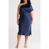 Renee C Satin One-shoulder Dress