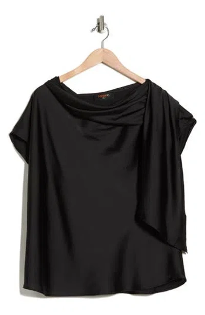 Renee C Satin Scarf Top In Black
