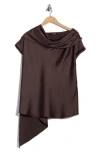 Renee C Satin Scarf Top In Brown