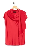 Renee C Satin Scarf Top In Red
