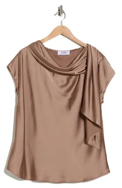 Renee C Satin Scarf Top In Sand