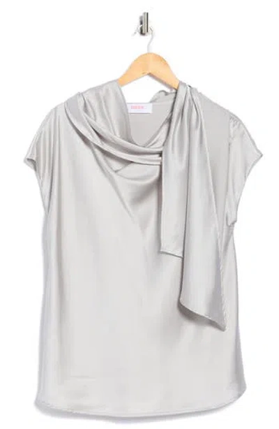 Renee C Satin Scarf Top In Silver