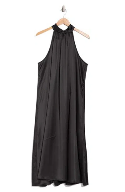 Renee C Satin Tie Neck Midi Dress In Multi