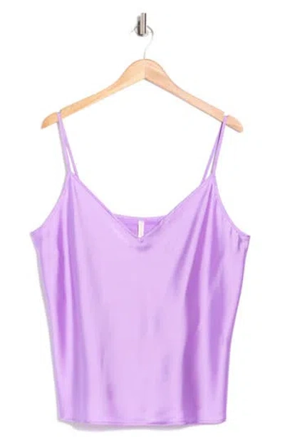 Renee C Satin V-neck Camisole In Purple