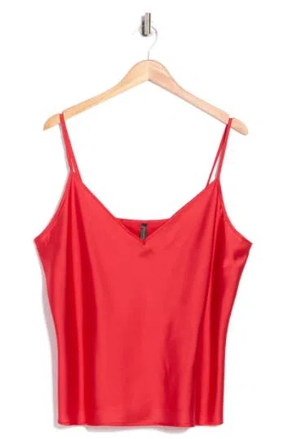 Renee C Satin V-neck Camisole In Red