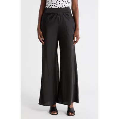 Renee C Satin Wide Leg Pants In Black