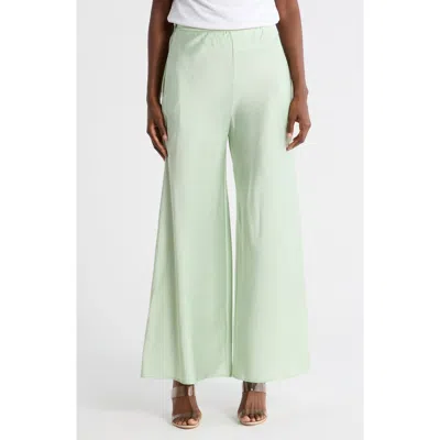 Renee C Satin Wide Leg Pants In Green