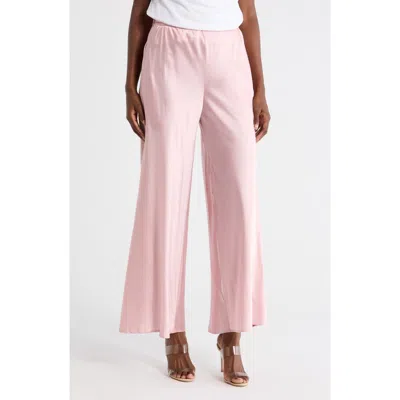Renee C Satin Wide Leg Pants In Pink