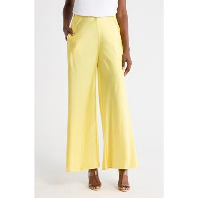 Renee C Satin Wide Leg Pants In Yellow