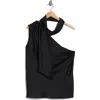 Renee C Scarf Detail One Shoulder Top In Black