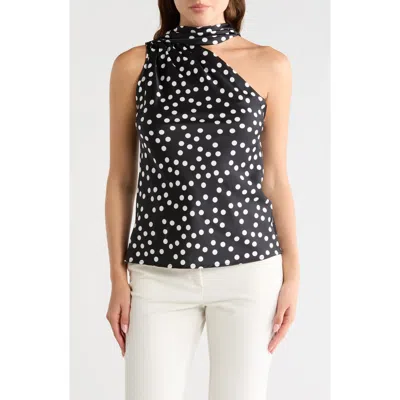 Renee C Scarf Detail One Shoulder Top In Black