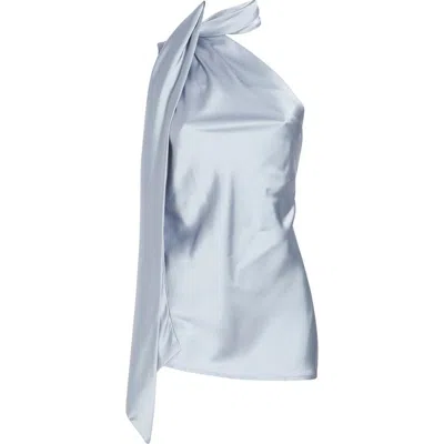 Renee C Scarf Detail One Shoulder Top In Blue