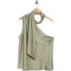 Renee C Scarf Detail One Shoulder Top In Green