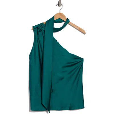 Renee C Scarf Detail One Shoulder Top In Green